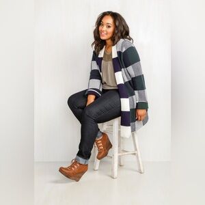 Anthropologie ModCloth simply snuggly plaid cardigan Forrest green Size Small